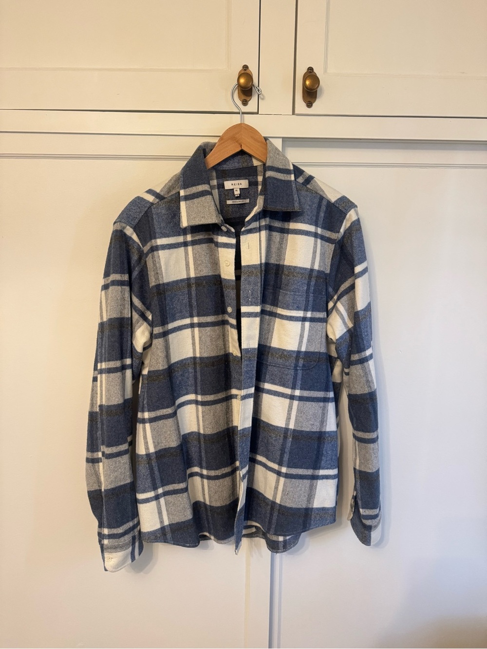 Reiss Blue & White Plaid Flannel Jacket